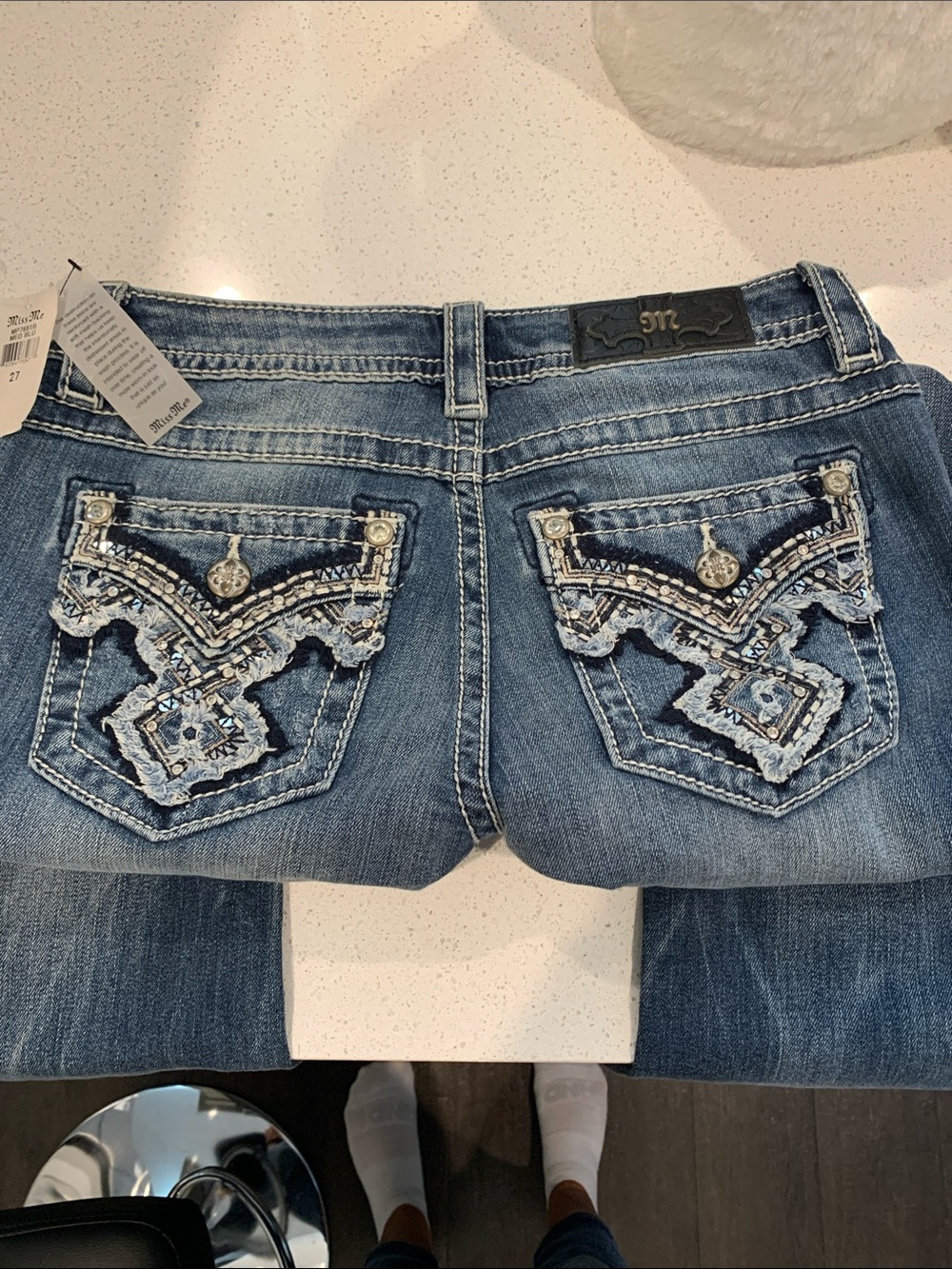 Miss Me Embellished Medium Blue Boot Cut Jeans